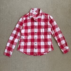 Pact Holiday Organic Gingham Cotton Mila Button-Up Flannel Shirt Womens Medium